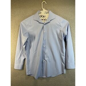 Perry Ellis Portfolio  Dress Shirt 16.5  34/35 Long Sleeve Blue‎